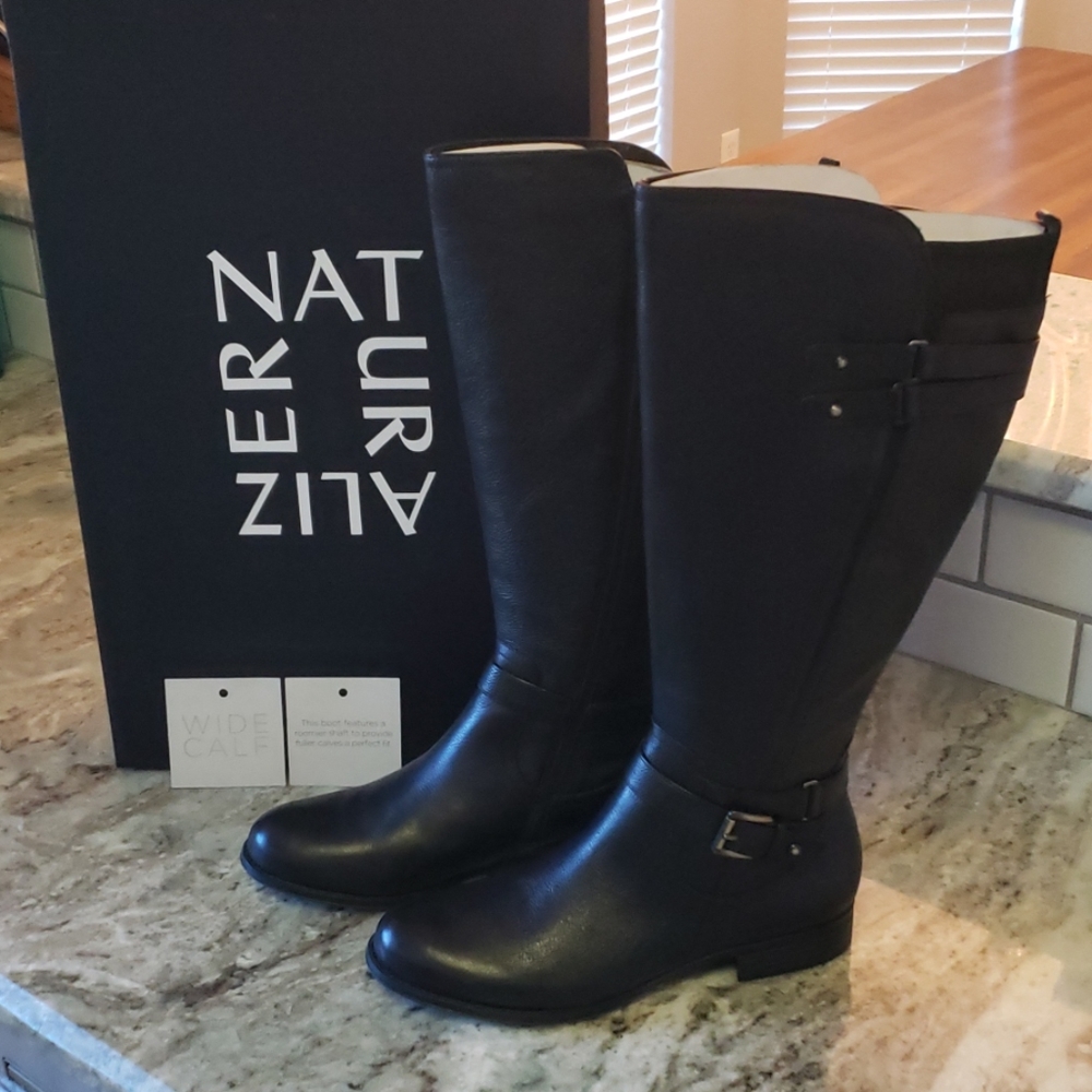 NIB, Naturalizer Jackie wide calf boot, black 10M